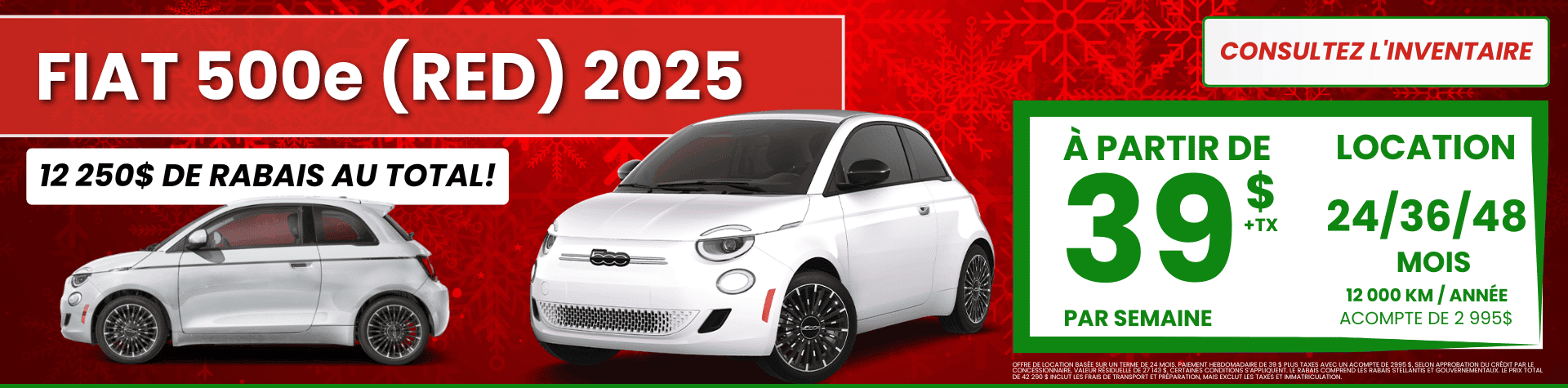 Fiat 500e temps des fêtes - décembre