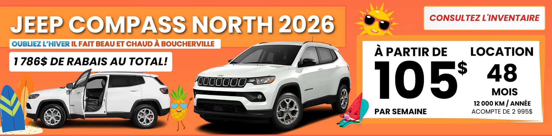 Jeep Compass oubliez l'hiver , il fait beau et chaud à Boucherville