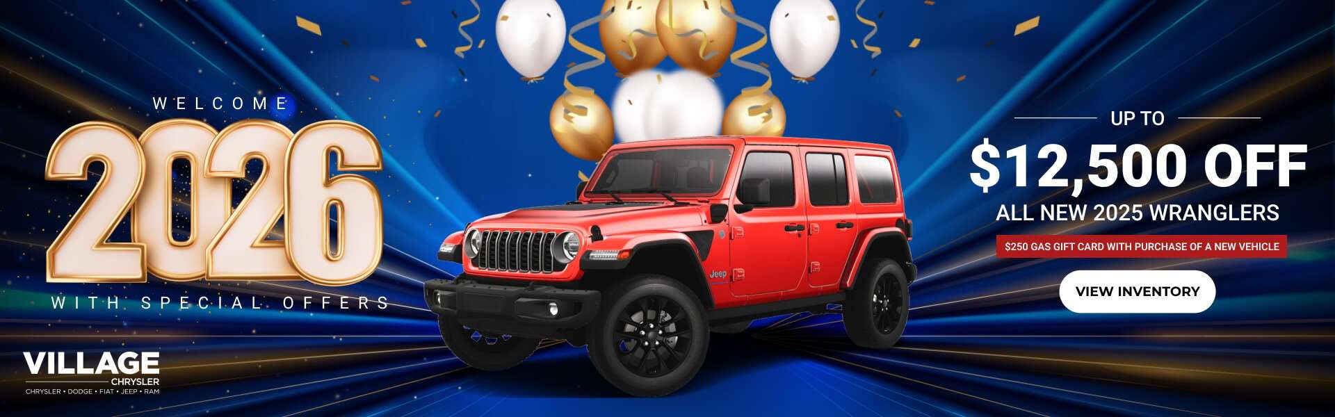 2026 offer with a Red Jeep Wrangler car