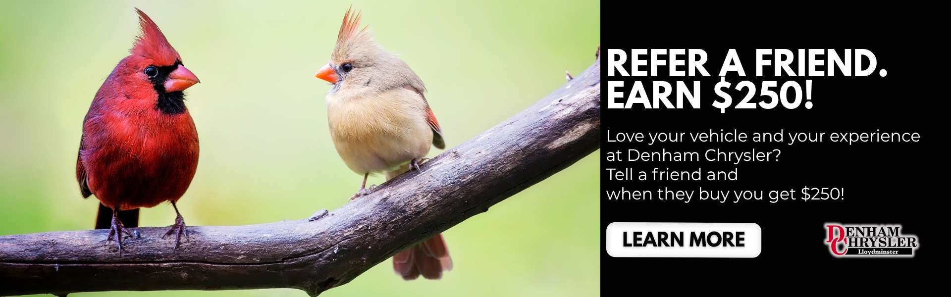 Details about the Denham Chrysler Referral Rewards program.