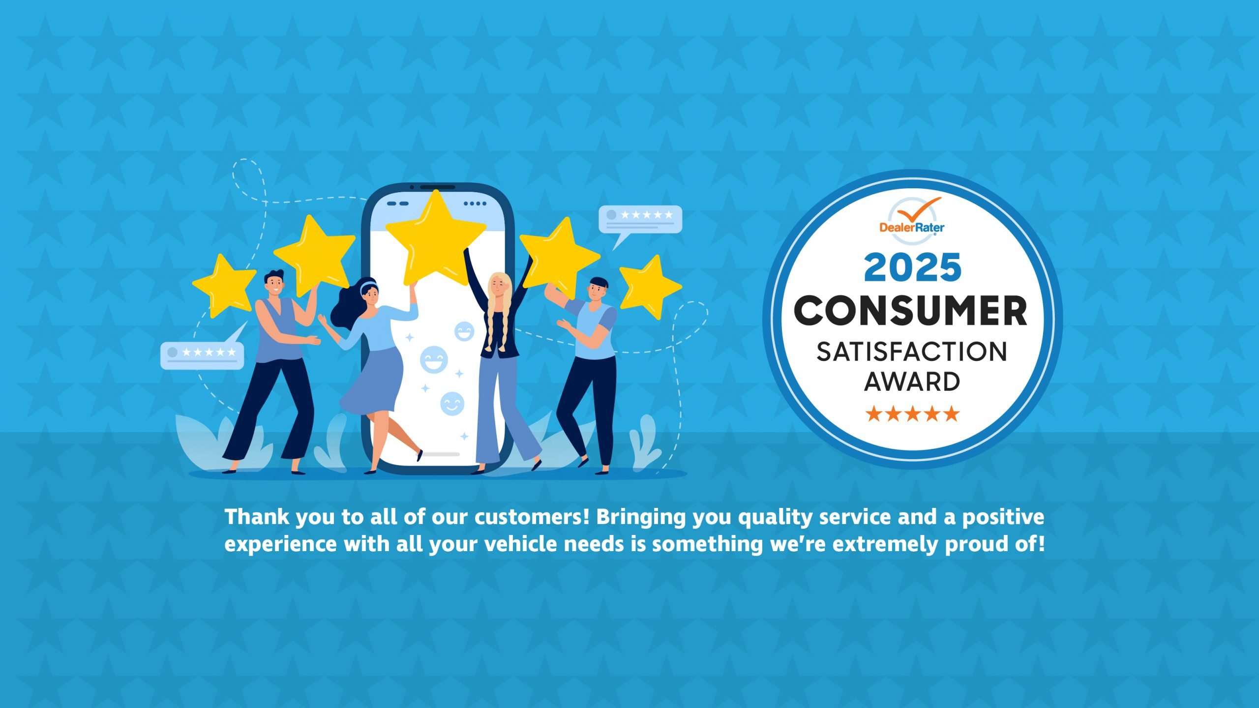 Great West Chrysler - 2025 DealerRater Consumer Satisfaction Award - Desktop Hero Image