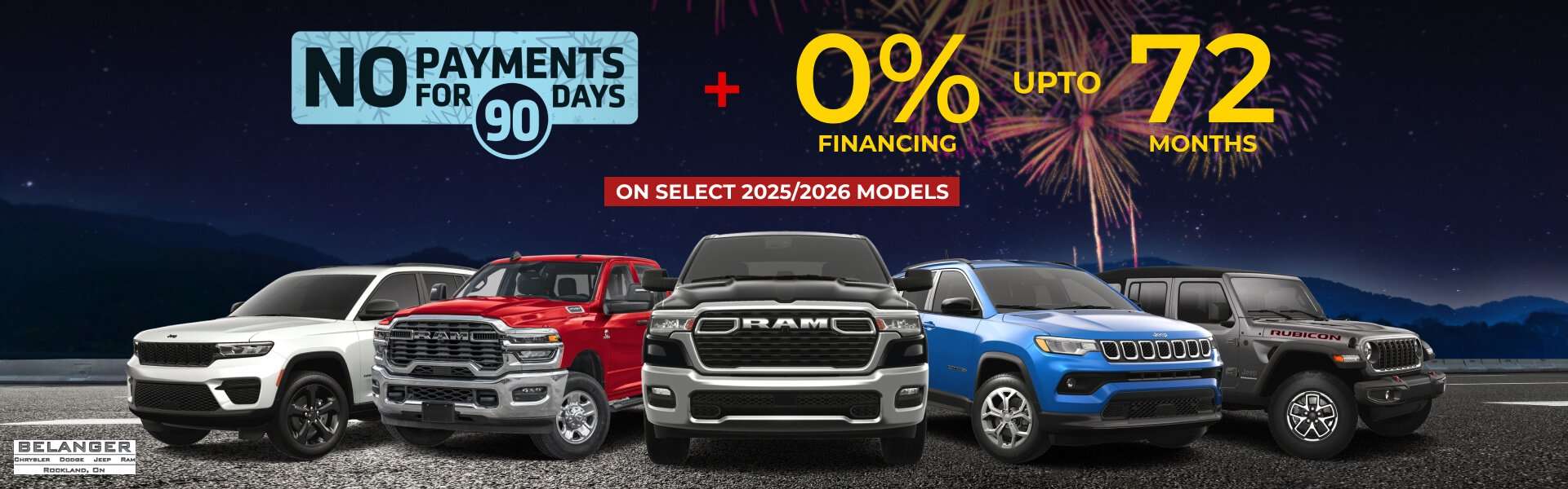 No payments for 90 days offer with Jeep and Ram Cars