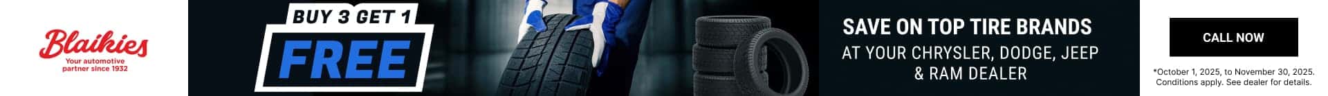 Buy 3 Get 1 FREE - Tire Promo