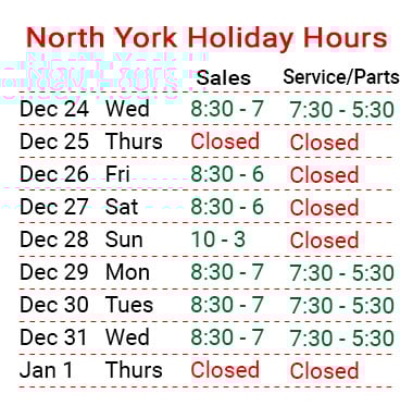 North York Holiday Hours