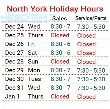 North York Holiday Hours
