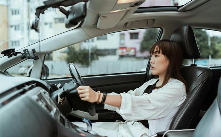 woman driving car