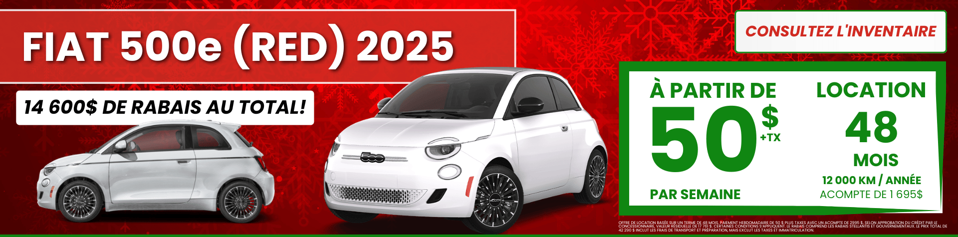 Fiat 500e temps des fêtes - décembre