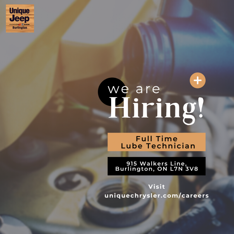 Hiring a Full Time Lube Technician in Burlington Apply Now Unique Jeep