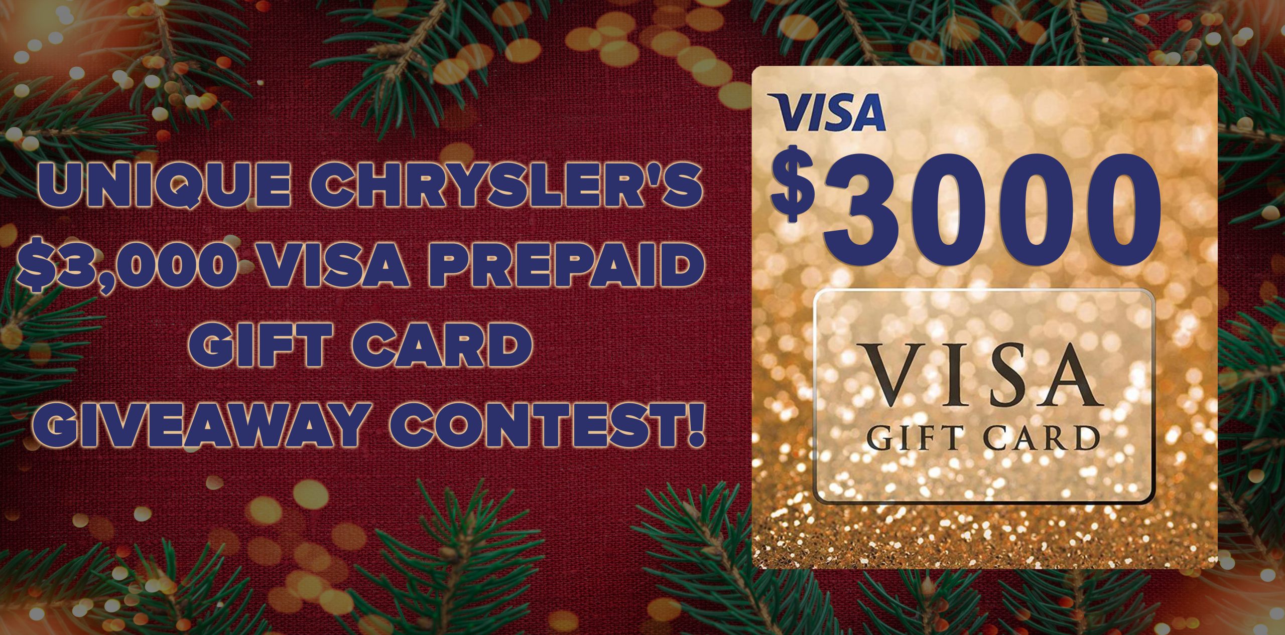 Unique Chrysler's Exclusive $3,000 Visa Prepaid Gift Card Giveaway Contest!