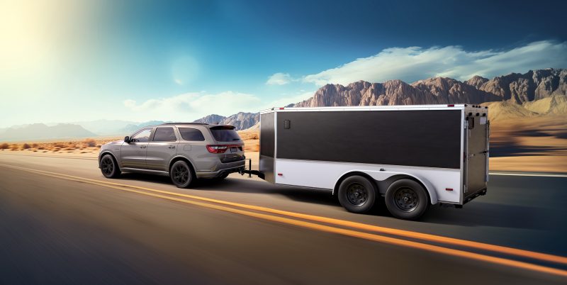 2026 Dodge Durango R/T with Blacktop and Tow N Go packages (shown in Destroyer Gray exterior color).