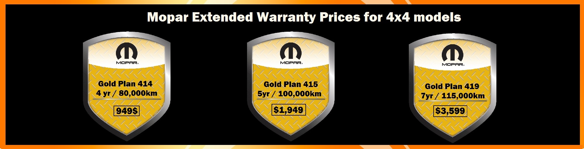 Mopar Extended Warranty Prices for 4x4 models Chrysler Dodge Jeep RAM Car Dealership in Laval