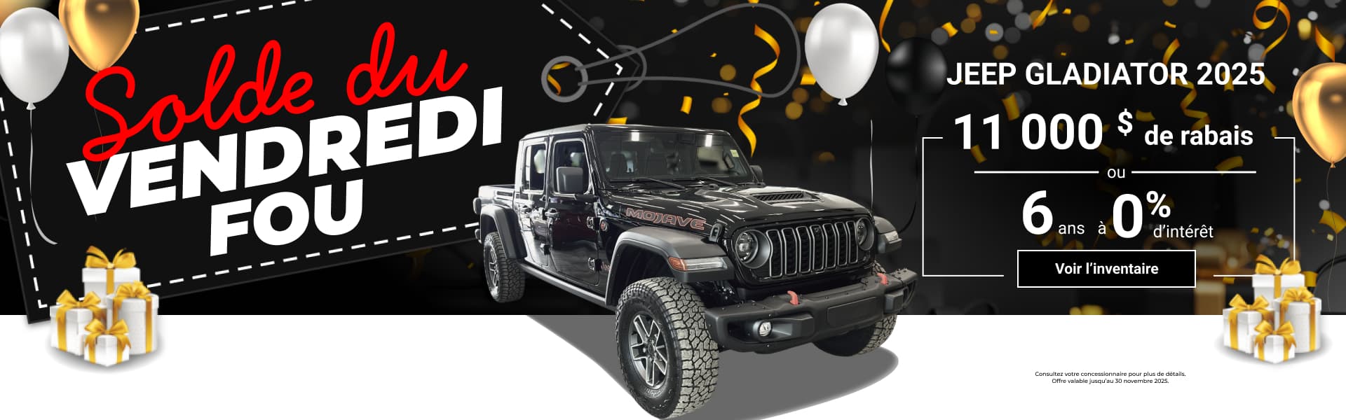 Solde du vendredi fou - Jeep Gladiator 2025
