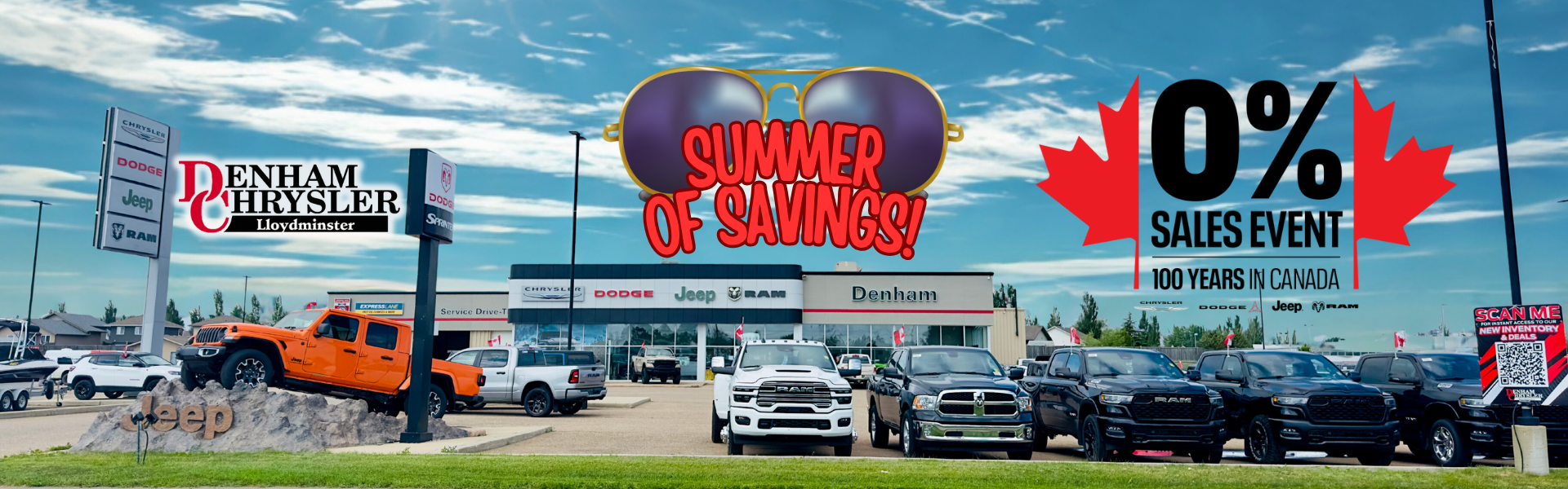 SummerOfSavings_dw (1920 x 600 px) July sales promotion for Denham Chrysler Jeep