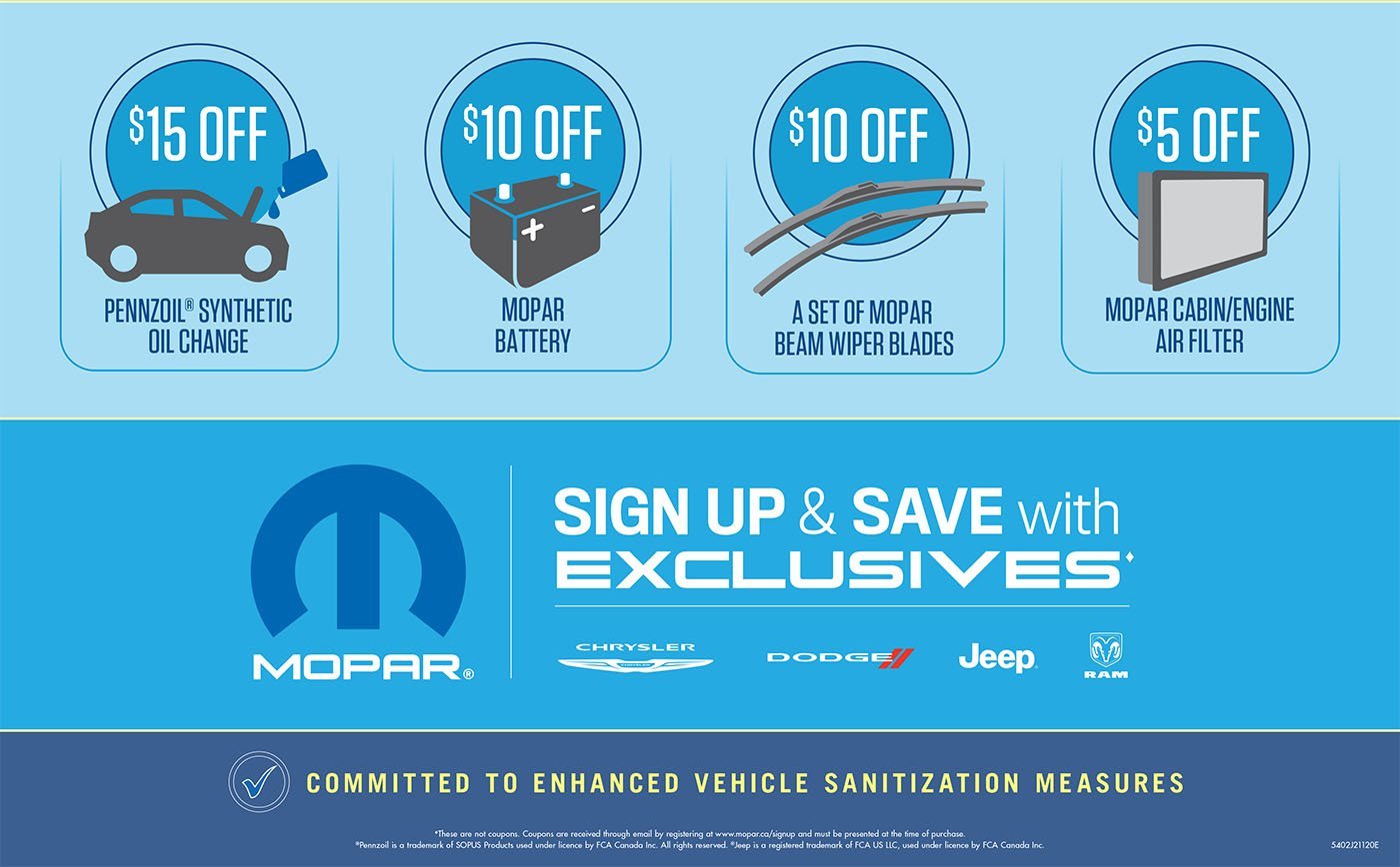 Mopar Sign Up and Save Bustard Chrysler Dodge Jeep