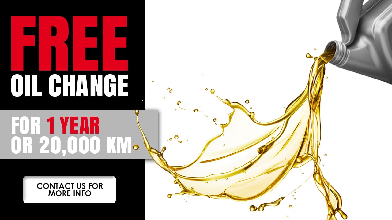 Free oil change for 1 year or 20,000 km. Contact us for more info.